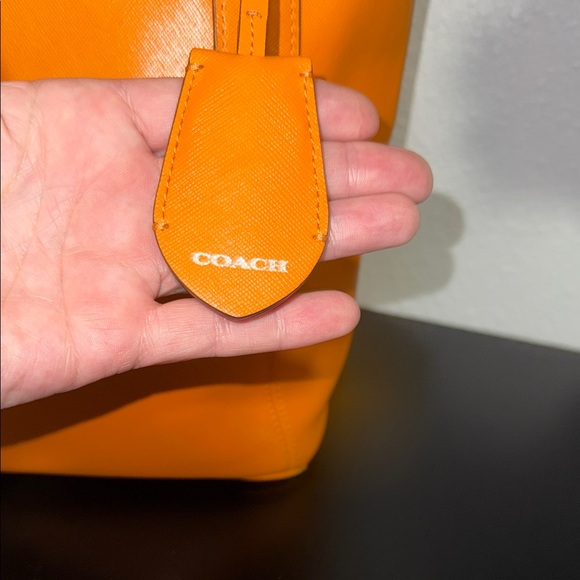 Coach Vibrant Orange Tote with Scarf Accent - Picture 3 of 8